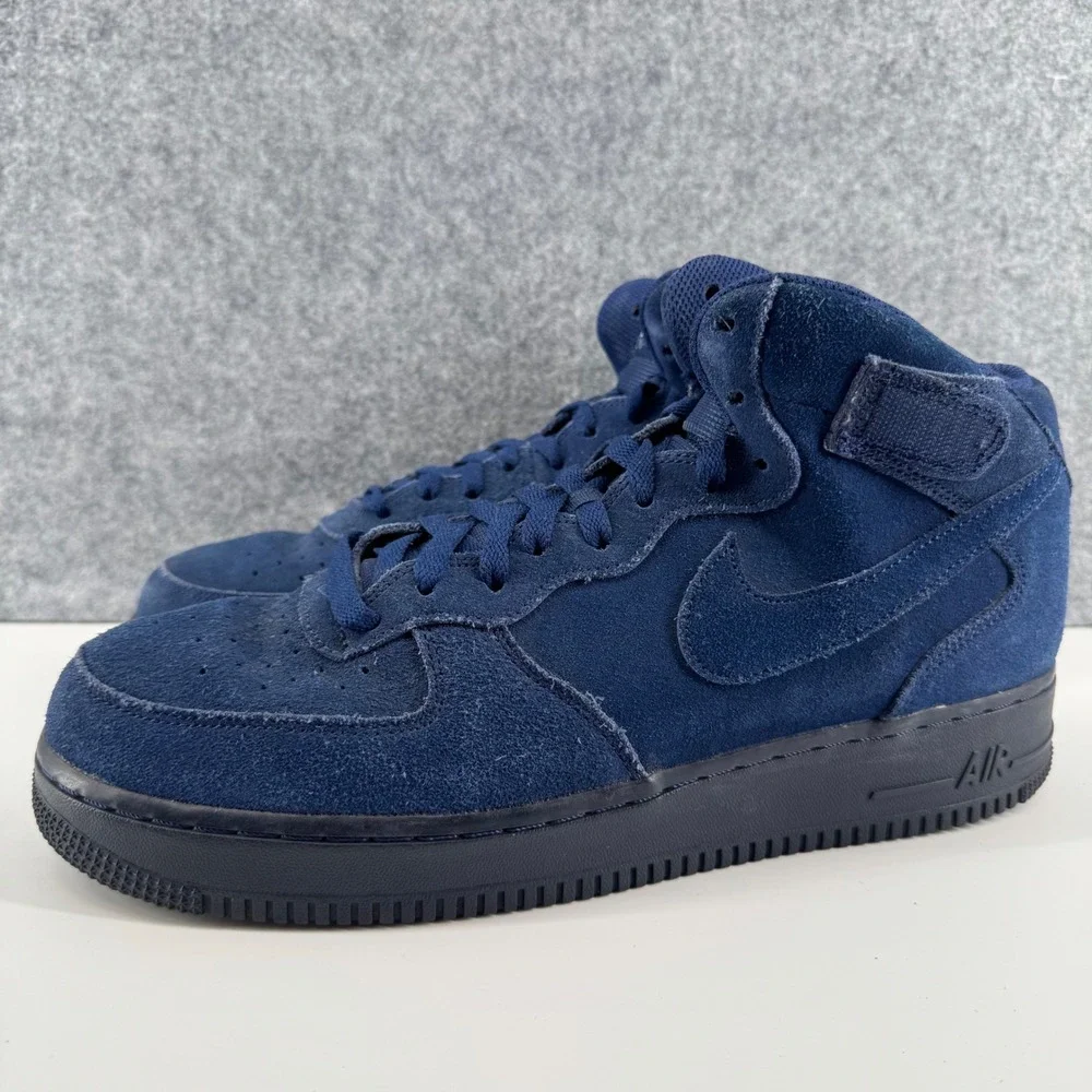 Nike Air Force 1 Mid Mens 10.5 Navy Blue Suede Sneakers 315123-410